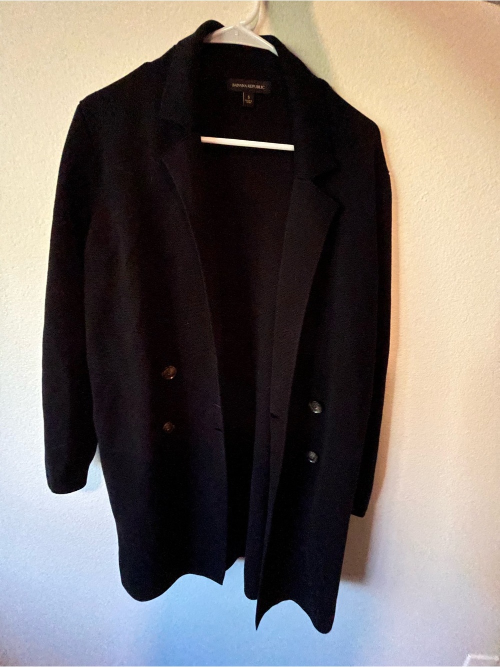 Black Women's Knit Double-Breasted Coat - Banana Republic